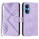 For Honor X7 4G/Play 30 Plus Line Pattern Skin Feel Leather Phone Case(Light Purple) - 1