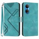 For Honor X7 4G/Play 30 Plus Line Pattern Skin Feel Leather Phone Case(Light Blue) - 1