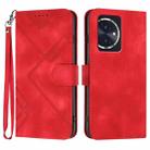 For Honor 100 Line Pattern Skin Feel Leather Phone Case(Red) - 1