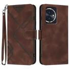 For Honor 100 Line Pattern Skin Feel Leather Phone Case(Coffee) - 1