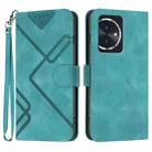 For Honor 100 Line Pattern Skin Feel Leather Phone Case(Light Blue) - 1