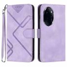 For Honor 100 Pro Line Pattern Skin Feel Leather Phone Case(Light Purple) - 1