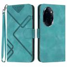 For Honor 100 Pro Line Pattern Skin Feel Leather Phone Case(Light Blue) - 1