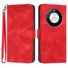 For Honor X50 / X9b Line Pattern Skin Feel Leather Phone Case(Red) - 1