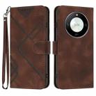 For Honor X50 / X9b Line Pattern Skin Feel Leather Phone Case(Coffee) - 1