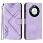 For Honor X50 / X9b Line Pattern Skin Feel Leather Phone Case(Light Purple) - 1