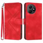 For Honor X50i+ Line Pattern Skin Feel Leather Phone Case(Red) - 1