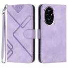For Honor 200 Line Pattern Skin Feel Leather Phone Case(Light Purple) - 1
