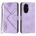 For Honor 200 Pro Line Pattern Skin Feel Leather Phone Case(Light Purple) - 1