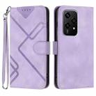 For Honor 200 Lite Global Line Pattern Skin Feel Leather Phone Case(Light Purple) - 1