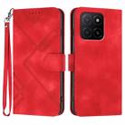 For Honor X5b / X5b Plus Global Line Pattern Skin Feel Leather Phone Case(Red) - 1