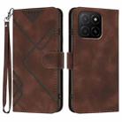 For Honor X5b / X5b Plus Global Line Pattern Skin Feel Leather Phone Case(Coffee) - 1