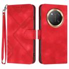 For Honor X9c Global Line Pattern Skin Feel Leather Phone Case(Red) - 1