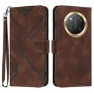 For Honor X9c Global Line Pattern Skin Feel Leather Phone Case(Coffee) - 1