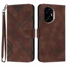 For Honor 300 Line Pattern Skin Feel Leather Phone Case(Coffee) - 1