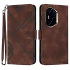 For Honor 300 Pro / Honor 300 Ultra Line Pattern Skin Feel Leather Phone Case(Coffee) - 1