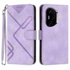 For Honor 300 Pro / Honor 300 Ultra Line Pattern Skin Feel Leather Phone Case(Light Purple) - 1