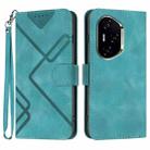 For Honor 300 Pro / Honor 300 Ultra Line Pattern Skin Feel Leather Phone Case(Light Blue) - 1