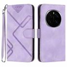 For Honor Magic7 Line Pattern Skin Feel Leather Phone Case(Light Purple) - 1