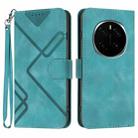 For Honor Magic7 Line Pattern Skin Feel Leather Phone Case(Light Blue) - 1