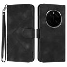 For Honor Magic7 Pro Line Pattern Skin Feel Leather Phone Case(Black) - 1