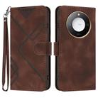 For Honor X60 / X9c Smart Line Pattern Skin Feel Leather Phone Case(Coffee) - 1