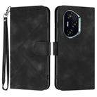 For Honor 400 Global 156.5mm Line Pattern Skin Feel Leather Phone Case(Black) - 1