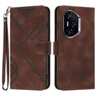 For Honor 400 Line Pattern Skin Feel Leather Phone Case(Coffee) - 1