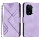 For Honor 400 Global 156.5mm Line Pattern Skin Feel Leather Phone Case(Light Purple) - 1