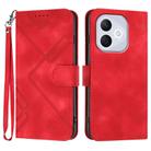 For Honor 400 Lite Global Line Pattern Skin Feel Leather Phone Case(Red) - 1