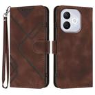 For Honor 400 Lite Global Line Pattern Skin Feel Leather Phone Case(Coffee) - 1