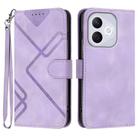 For Honor 400 Lite Global Line Pattern Skin Feel Leather Phone Case(Light Purple) - 1
