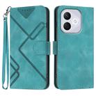 For Honor 400 Lite Global Line Pattern Skin Feel Leather Phone Case(Light Blue) - 1