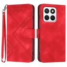 For Honor X8c 4G Line Pattern Skin Feel Leather Phone Case(Red) - 1