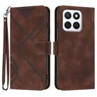 For Honor X8c 4G Line Pattern Skin Feel Leather Phone Case(Coffee) - 1