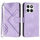 For Honor X8c 4G Line Pattern Skin Feel Leather Phone Case(Light Purple) - 1