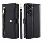 For Honor X50i 5G / 9 Lite Sheep Texture Cross-body Zipper Wallet Leather Phone Case(Black) - 1