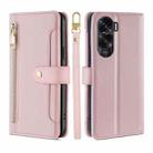 For Honor X50i 5G / 9 Lite Lite Sheep Texture Cross-body Zipper Wallet Leather Phone Case(Pink) - 1