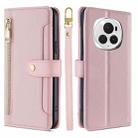 For Honor Magic6 Pro 5G Sheep Texture Cross-body Zipper Wallet Leather Phone Case(Pink) - 1