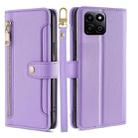 For Honor Play 60 Plus Sheep Texture Cross-body Zipper Wallet Leather Phone Case(Purple) - 1