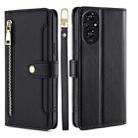 For Honor 200 5G Sheep Texture Cross-body Zipper Wallet Leather Phone Case(Black) - 1