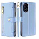 For Honor 200 5G Sheep Texture Cross-body Zipper Wallet Leather Phone Case(Blue) - 1