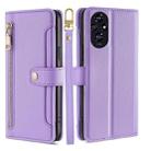 For Honor 200 5G Sheep Texture Cross-body Zipper Wallet Leather Phone Case(Purple) - 1