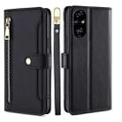 For Honor 200 Pro 5G Sheep Texture Cross-body Zipper Wallet Leather Phone Case(Black) - 1