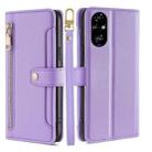 For Honor 200 Pro 5G Sheep Texture Cross-body Zipper Wallet Leather Phone Case(Purple) - 1