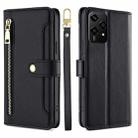 For Honor 200 Lite 5G Global Sheep Texture Cross-body Zipper Wallet Leather Phone Case(Black) - 1