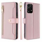 For Honor 200 Lite 5G Global Sheep Texture Cross-body Zipper Wallet Leather Phone Case(Pink) - 1