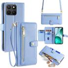 For Honor X8c 4G Sheep Texture Cross-body Zipper Wallet Leather Phone Case(Blue) - 1
