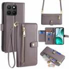 For Honor X8c 4G Sheep Texture Cross-body Zipper Wallet Leather Phone Case(Grey) - 1