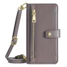 For Honor X8c 4G Sheep Texture Cross-body Zipper Wallet Leather Phone Case(Grey) - 2